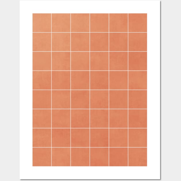 Large Grid Pattern - Coral Wall Art by ZoltanRatko